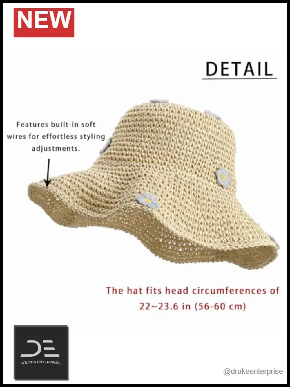 Crochet Bucket Hat Foldable Straw Knit Floppy Sun Bowler Hat for Women